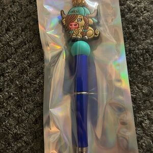 Cute Cow Top Pen in Teal and Blue